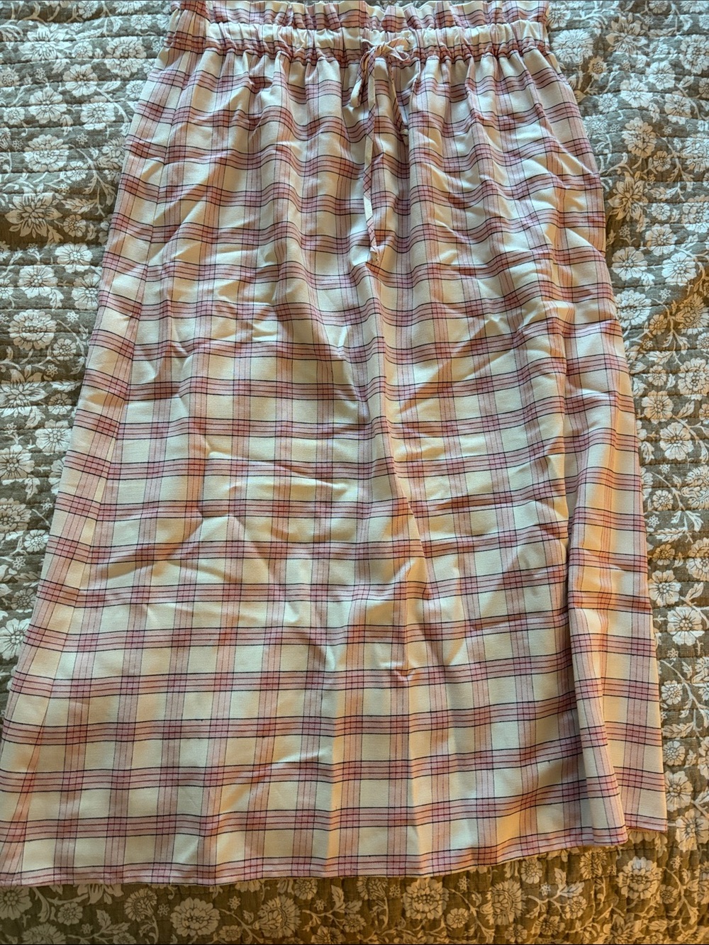 Zara Pink Plaid Maxi Skirt with Drawstring Waist